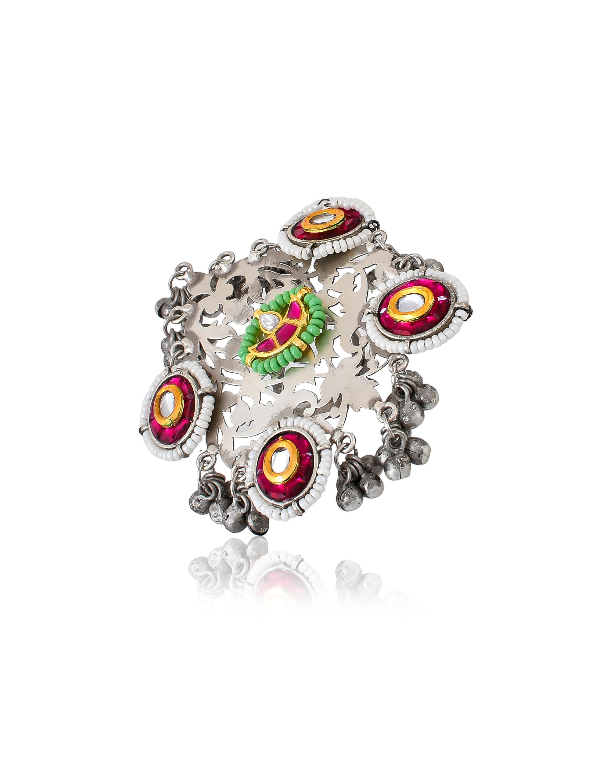 OXIDISED KUNDAN RING